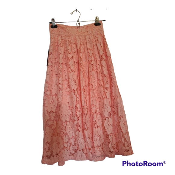 MARCIANO Guess Xing High Waist Pink Lace Midi Skirt - Size 4, S, Small - Picture 5 of 9